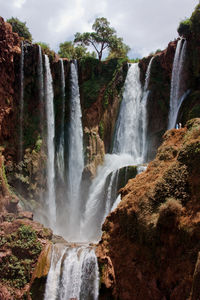 View of waterfall in forest