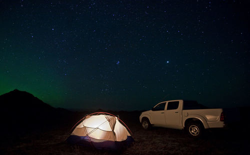 Camping in iceland under clear night sky