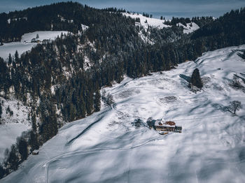 Person on snow covered mountain