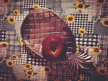 High angle view of apple on table