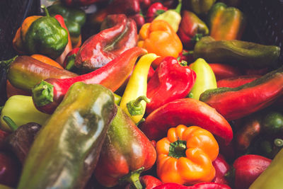Full frame shot of multi colored bell peppers