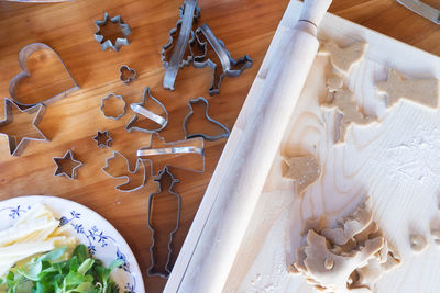 High angle view of food on table