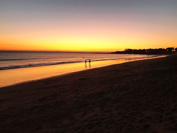 Silhouette of man standing on beach