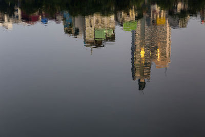 High angle view of reflection in lake