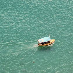 High angle view of boat in sea