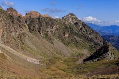 Panoramic view of rocky mountains against sky