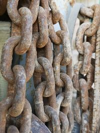 Close-up of rusty chains
