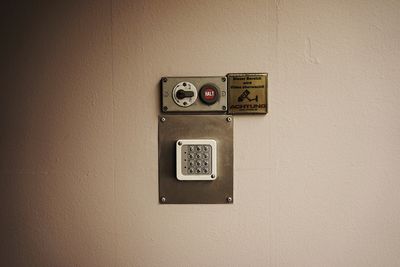 Old electric control panel on wall