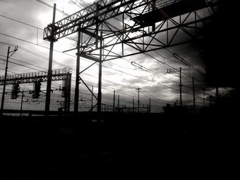 Low angle view of power lines against sky