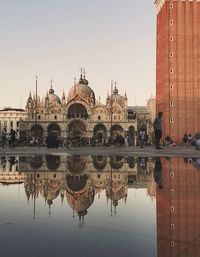 Beautiful view of piazza san marco, in water reflection
