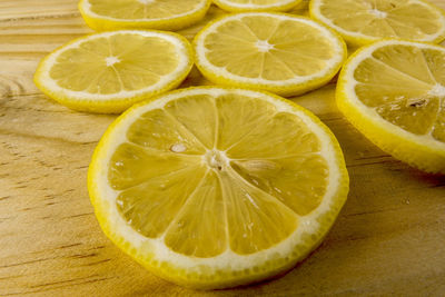 High angle view of oranges on table