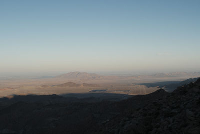 Scenic view of desert against clear sky