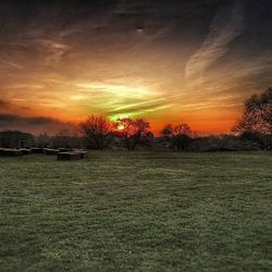 Scenic view of landscape at sunset