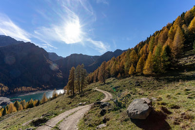 Panoramic view of landscape and mountains against sky