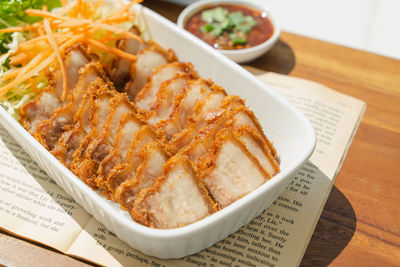 Close-up of food on table