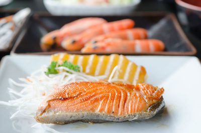 Close-up of sushi on plate