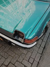 High angle view of vintage car on street