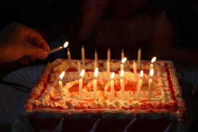 Close-up of candles on birthday cake