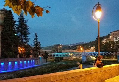 Illuminated street light at night