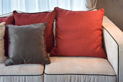 High angle view of sofa in bedroom