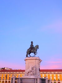 Sunset over the praca do comercio - lisbon portugal