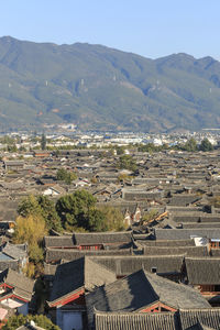 High angle view of cityscape against sky