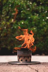 Close-up of lantern on table