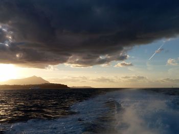 Scenic view of sea against sky during sunset