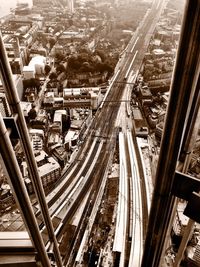 High angle view of city street