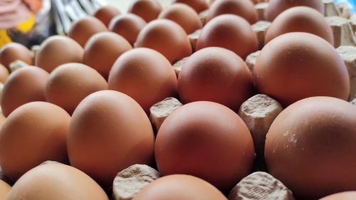 Full frame shot of eggs for sale at market