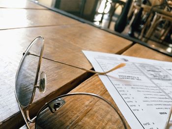 Close-up of open book on table