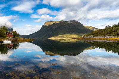 Reflection of clouds in lake