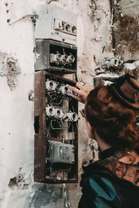 Portrait of woman photographing