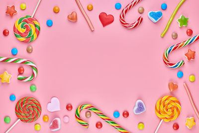 High angle view of candies