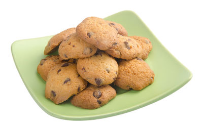 Close-up of cookies in plate