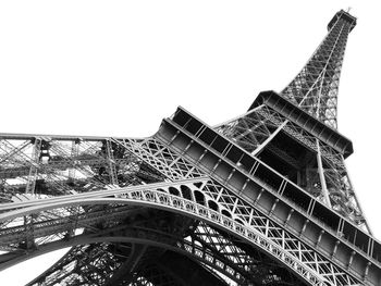 Low angle view of eiffel tower against clear sky