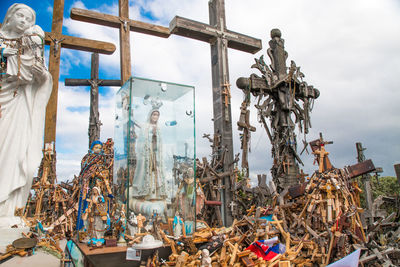 Panoramic view of statue against sky