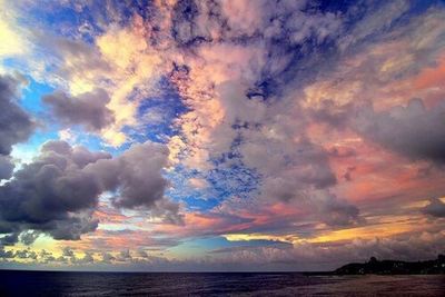 Scenic view of sea against cloudy sky