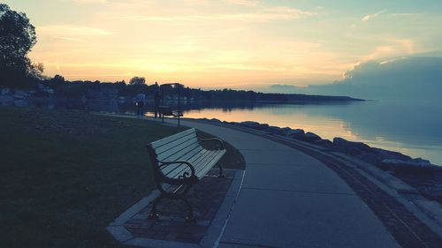 Scenic view of sea at sunset
