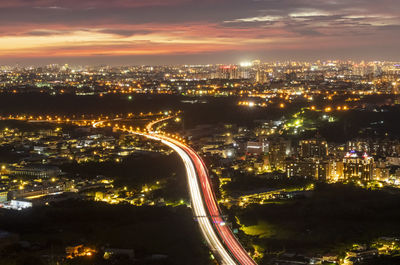 Panorama view of taipei city from kite hill at night