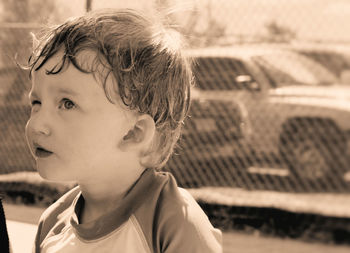 Portrait of young boy outdoors