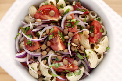 Close-up of chopped vegetables in bowl