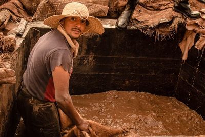 Man working in water