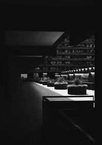 Empty table in illuminated room