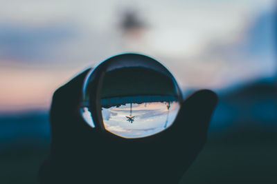 Close-up of photography ball during sunset