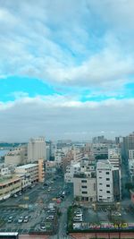 High angle view of cityscape against sky