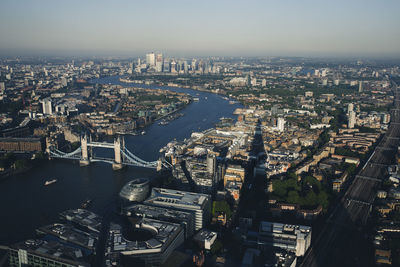 High angle view of buildings in city