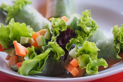 Close-up of salad in bowl on table