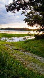 Scenic view of lake against sky