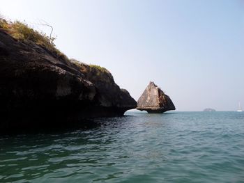 Scenic view of sea against clear sky